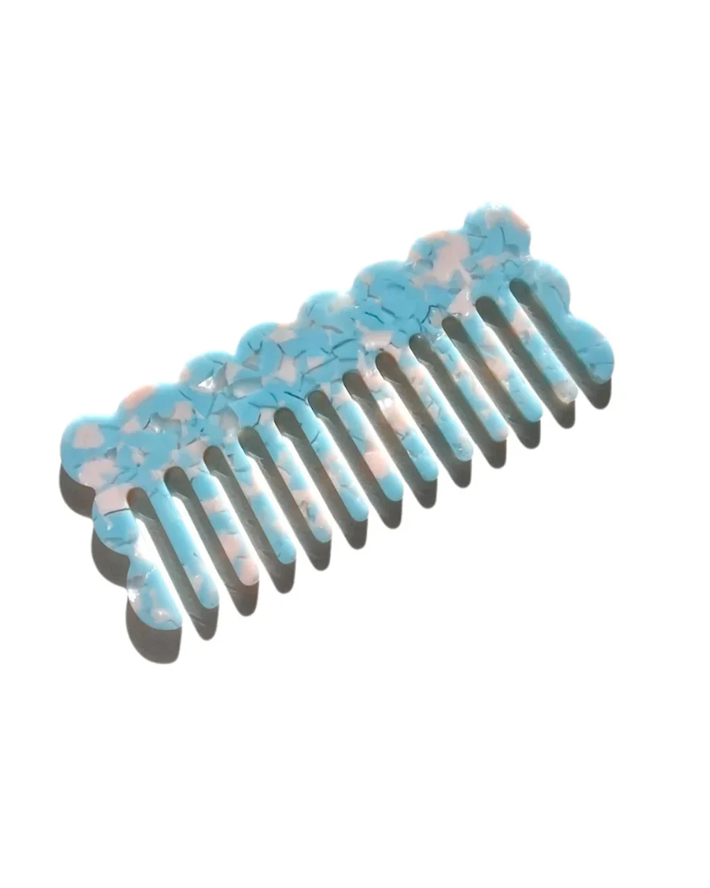 Wavy Acetate Hair Comb -  Blue Tortoise