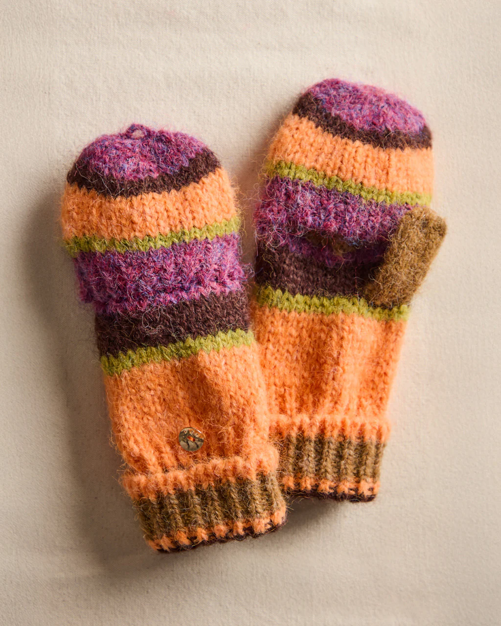 Super Stripe Gloves - Hot Coral