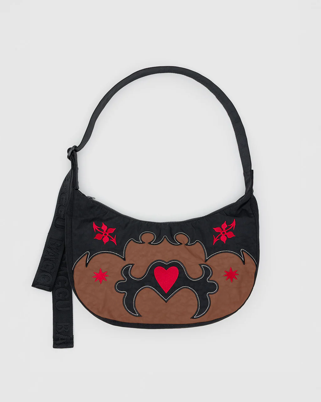 Medium Nylon Crescent Bag w/ Key Leash - Western AppliquÃ©