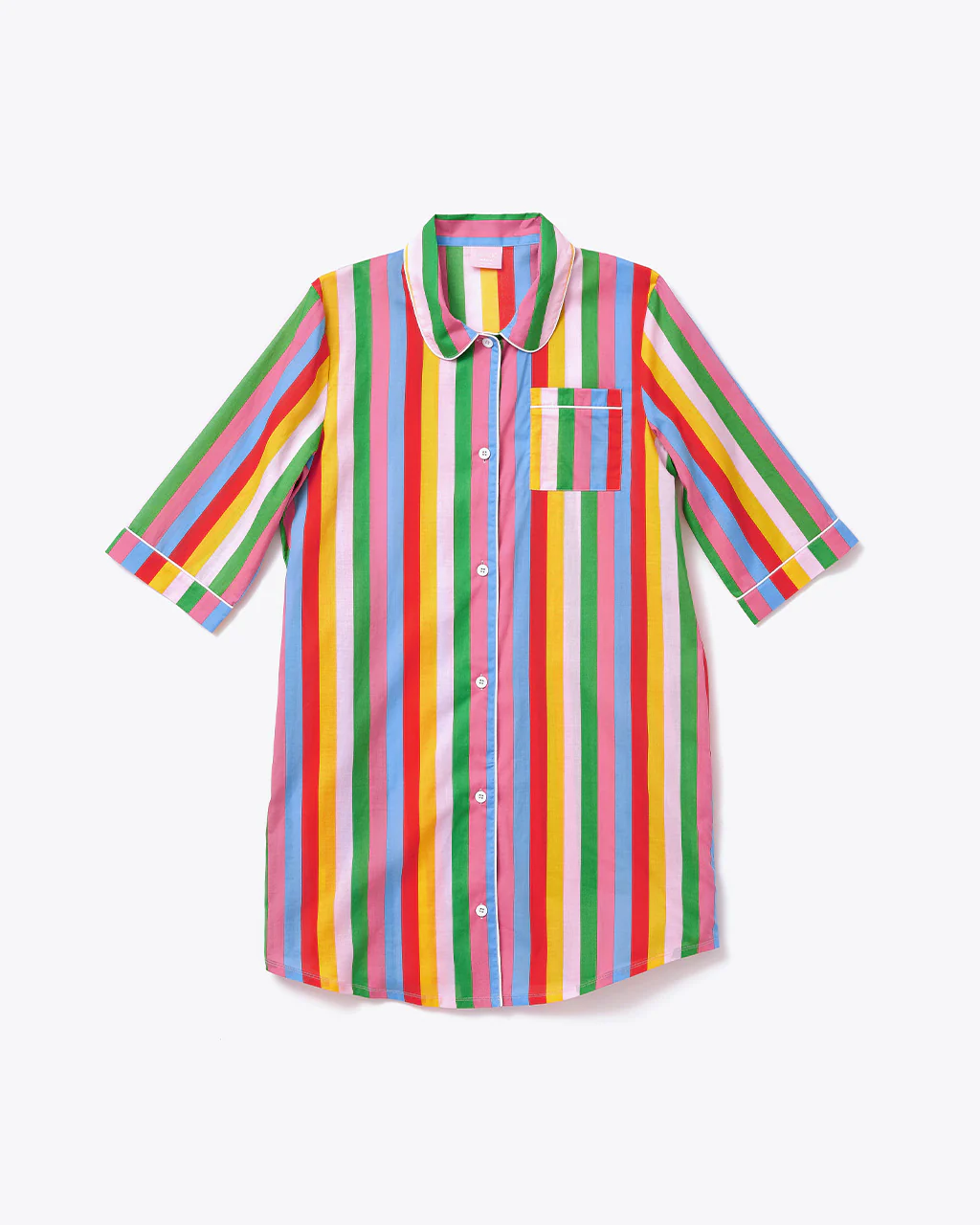 3/4 Sleeve Leisure Dress - Rainbow Stripes