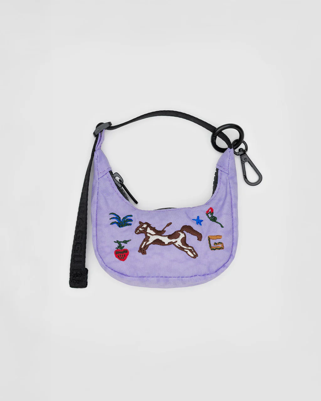 Crescent Bag Charm - Embroidered Pony