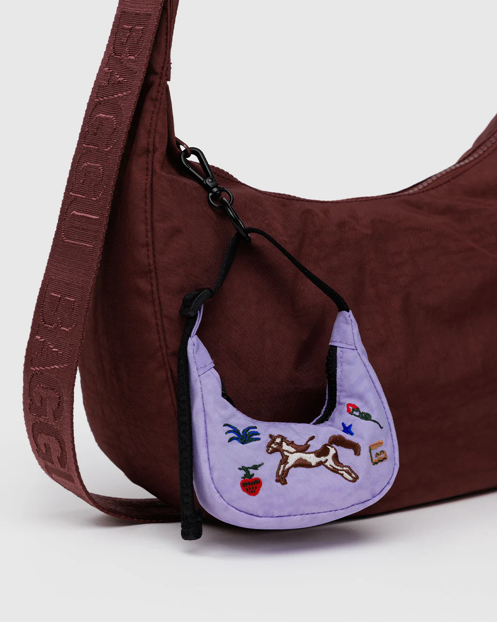 Crescent Bag Charm - Embroidered Pony