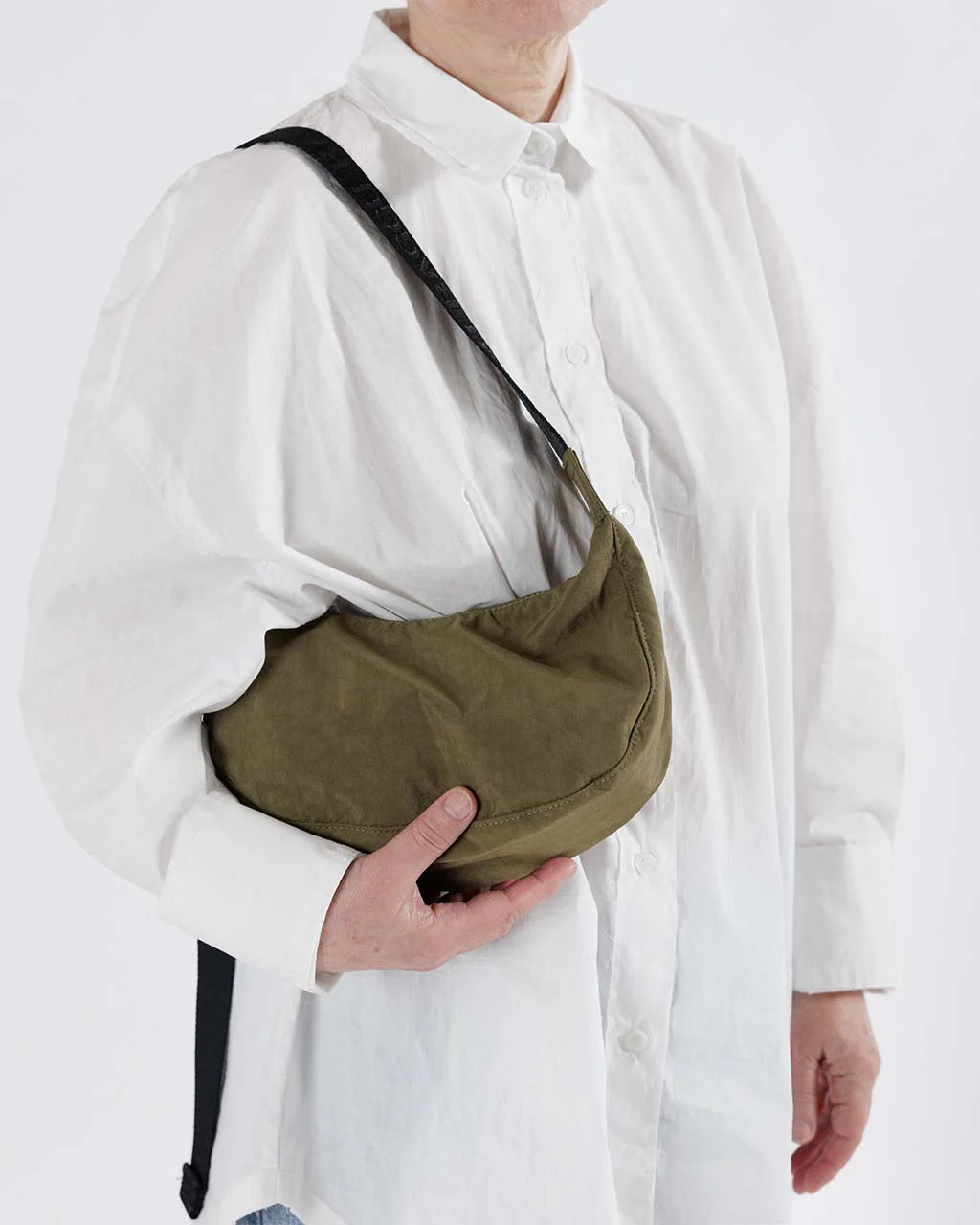 Small Nylon Crescent Bag - Seaweed