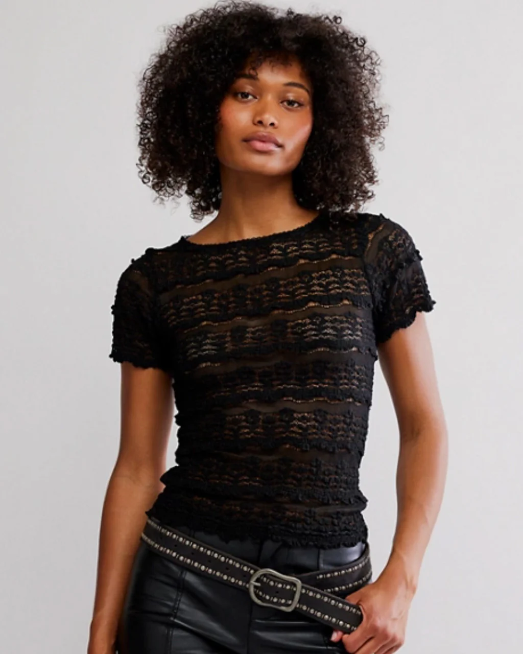 Angelina Lace Tee - Black
