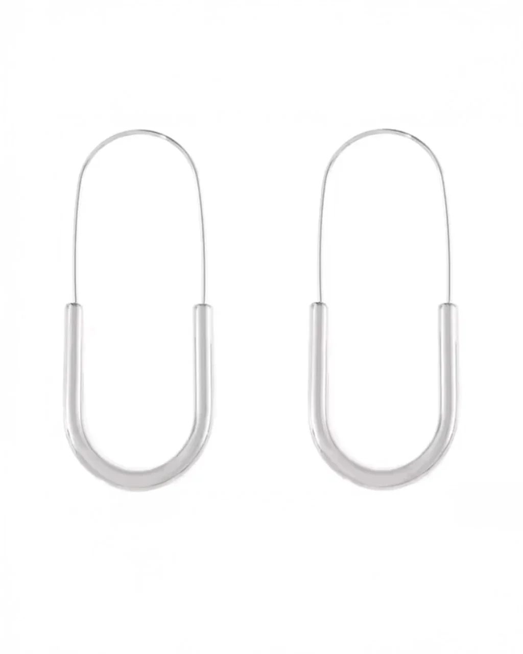 Paperclip Hoop Earrings - Silver