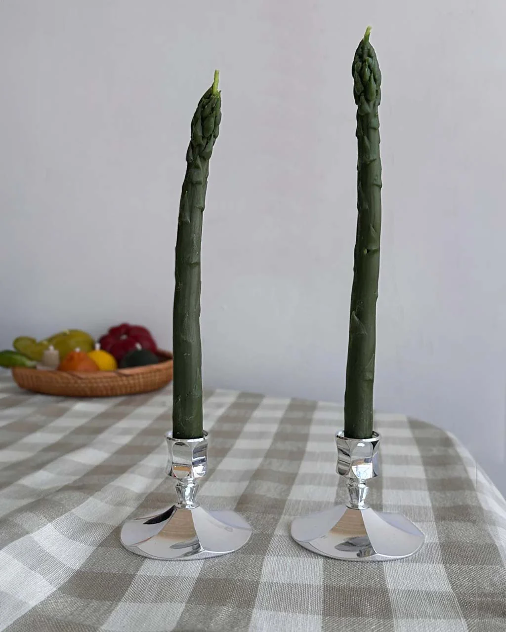 Asparagus Beeswax Candle Tapers - Set of 2