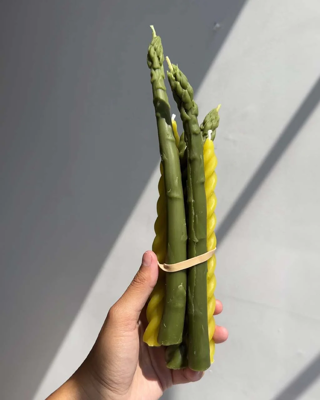 Asparagus Beeswax Candle Tapers - Set of 2