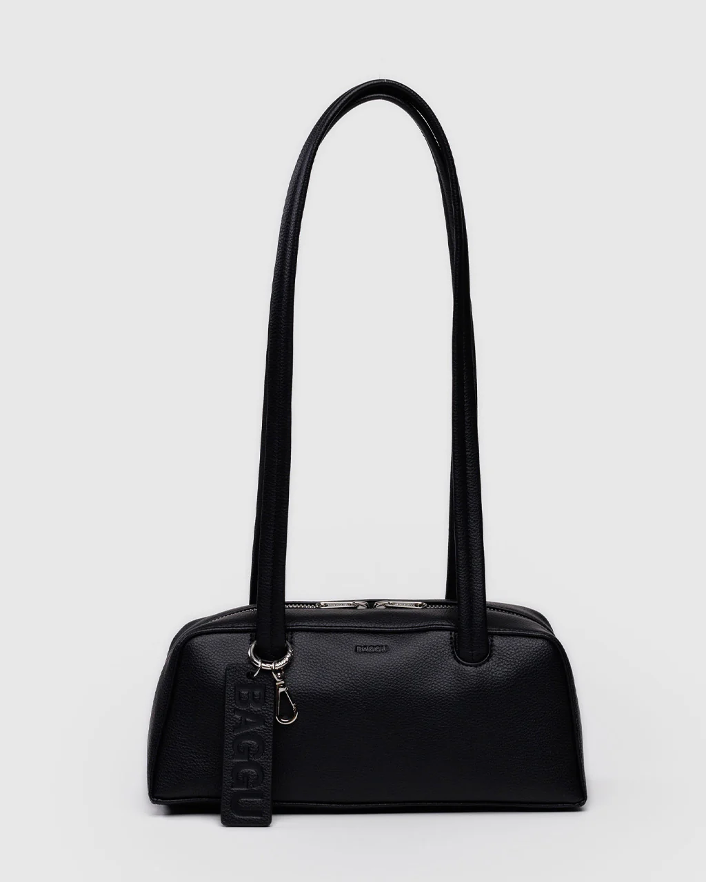 Small Recycled Leather Bowler Bag - Black
