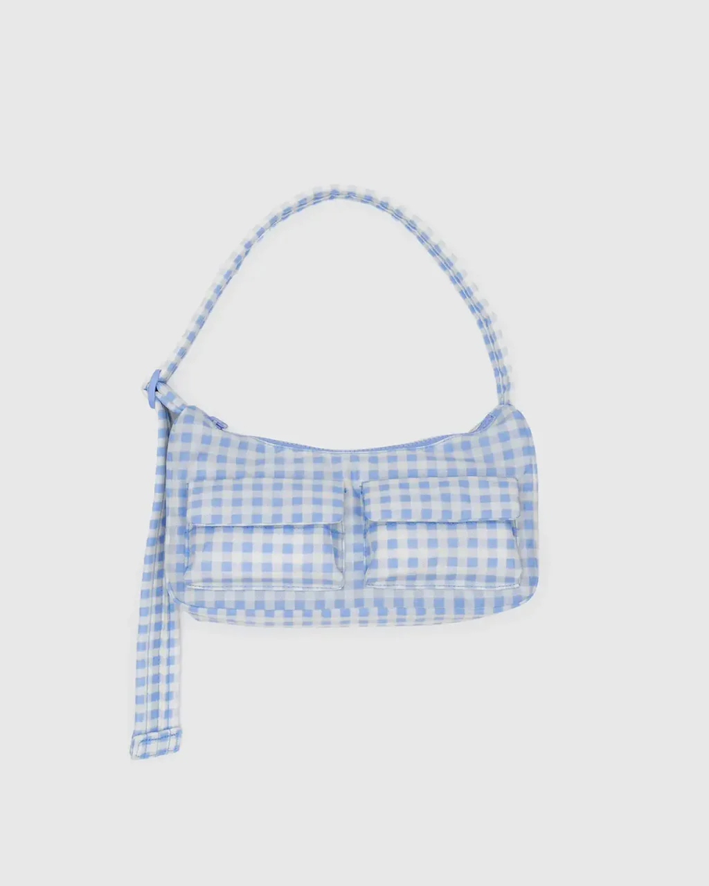 Cargo Shoulder Bag - Light Blue Gingham