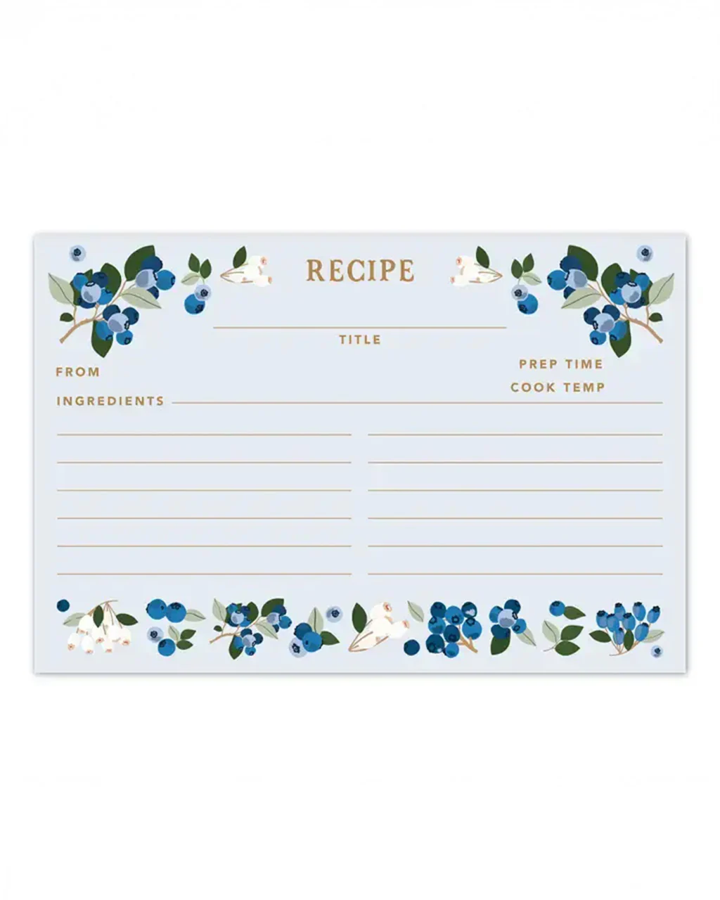 Blueberry Field Recipe Cards - Set of 50