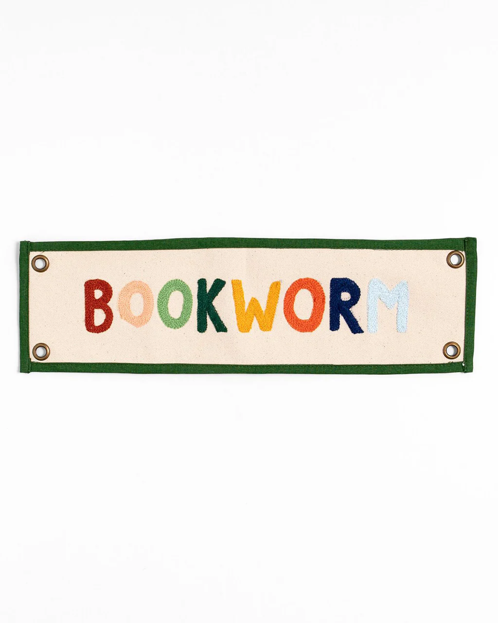 Bookworm Embroidered Canvas Banner