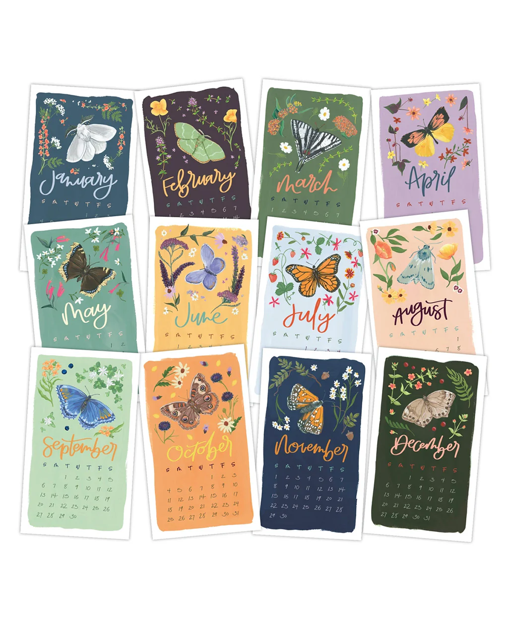 Butterfly Garden 2026 Mini Desk Calendar