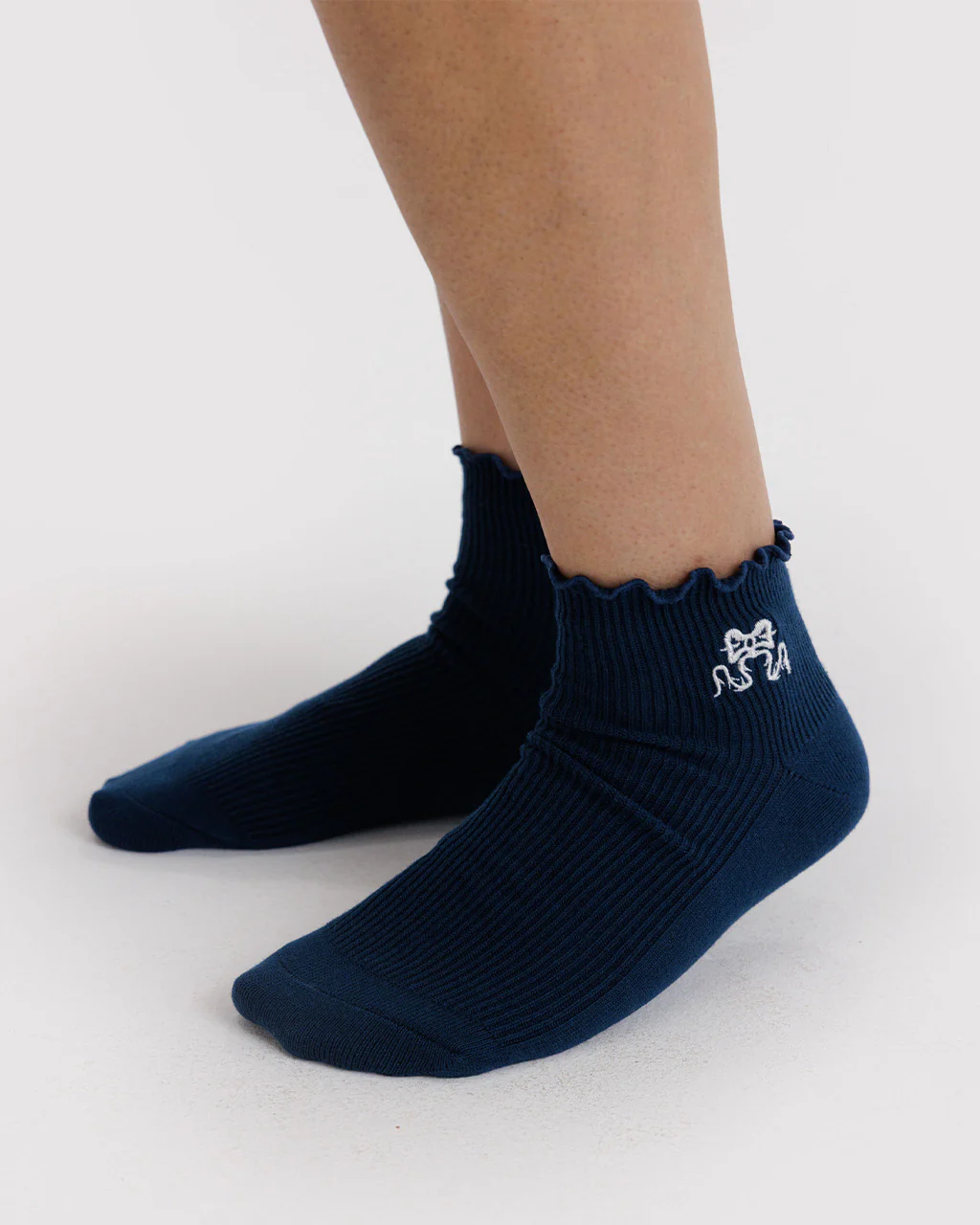 Lettuce Edge Sock Set Of 2 - Mahogany & Navy Icons