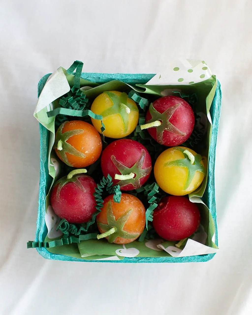 Cherry Tomato Beeswax Birthday Candles - Set of 8