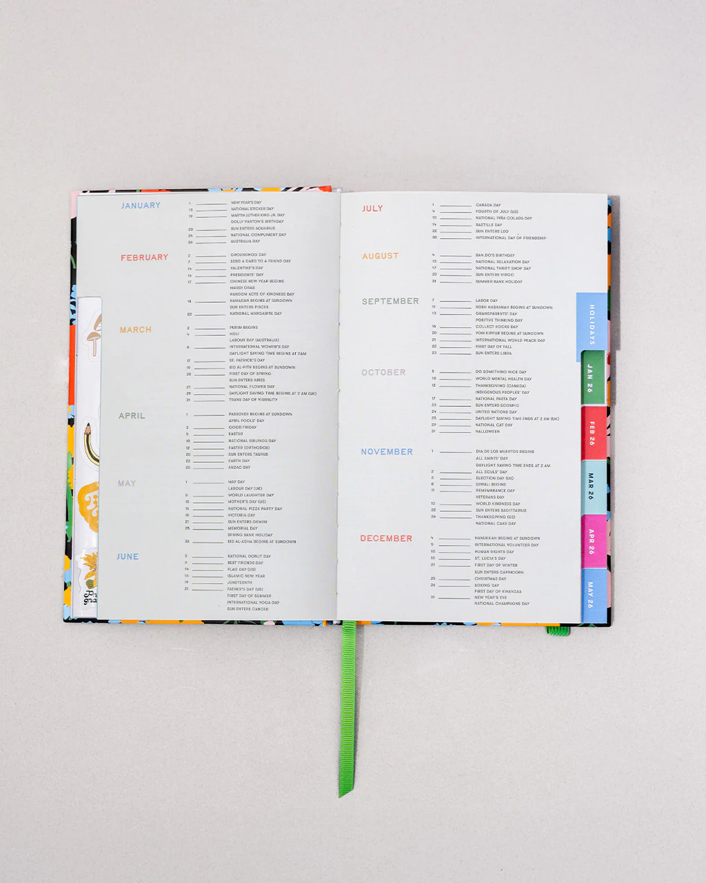Classic 12-Month Annual Planner - Black Floral