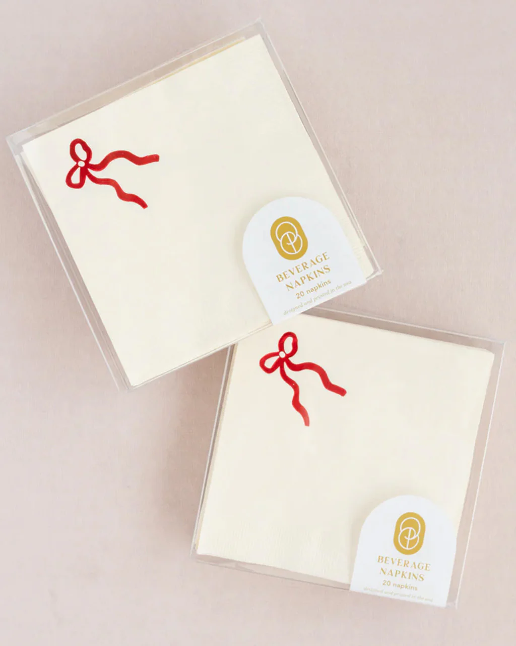 Classic Red Bow Cocktail Paper Napkin - Set Of 20