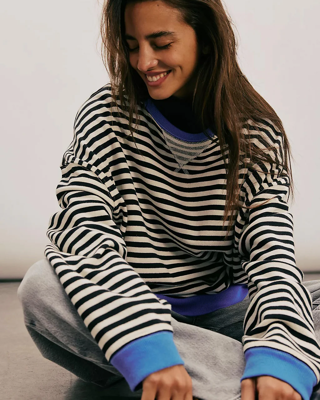 Classic Striped Oversized Crewneck - Black Combo