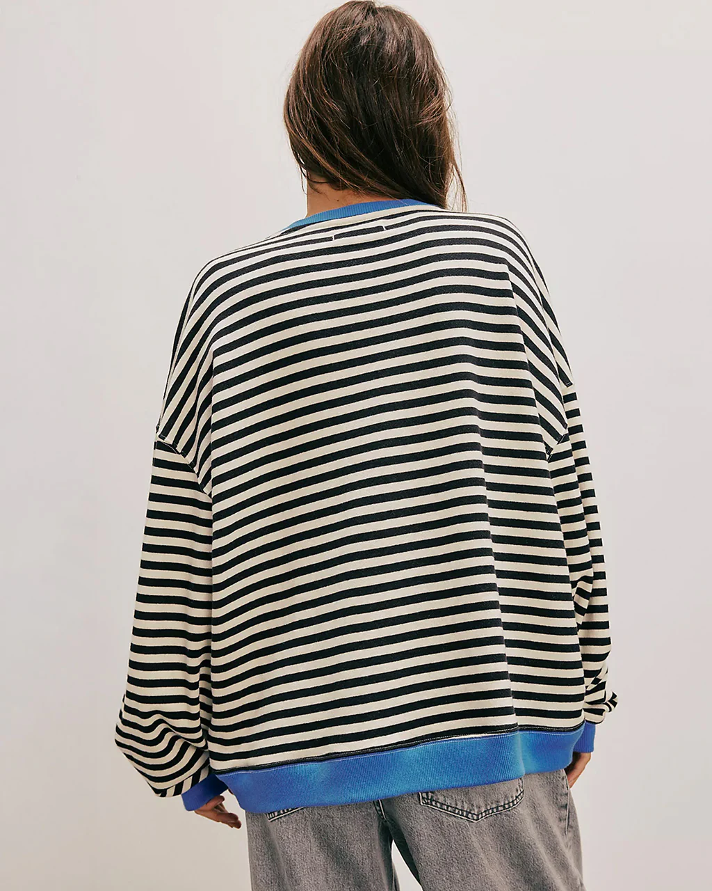 Classic Striped Oversized Crewneck - Black Combo