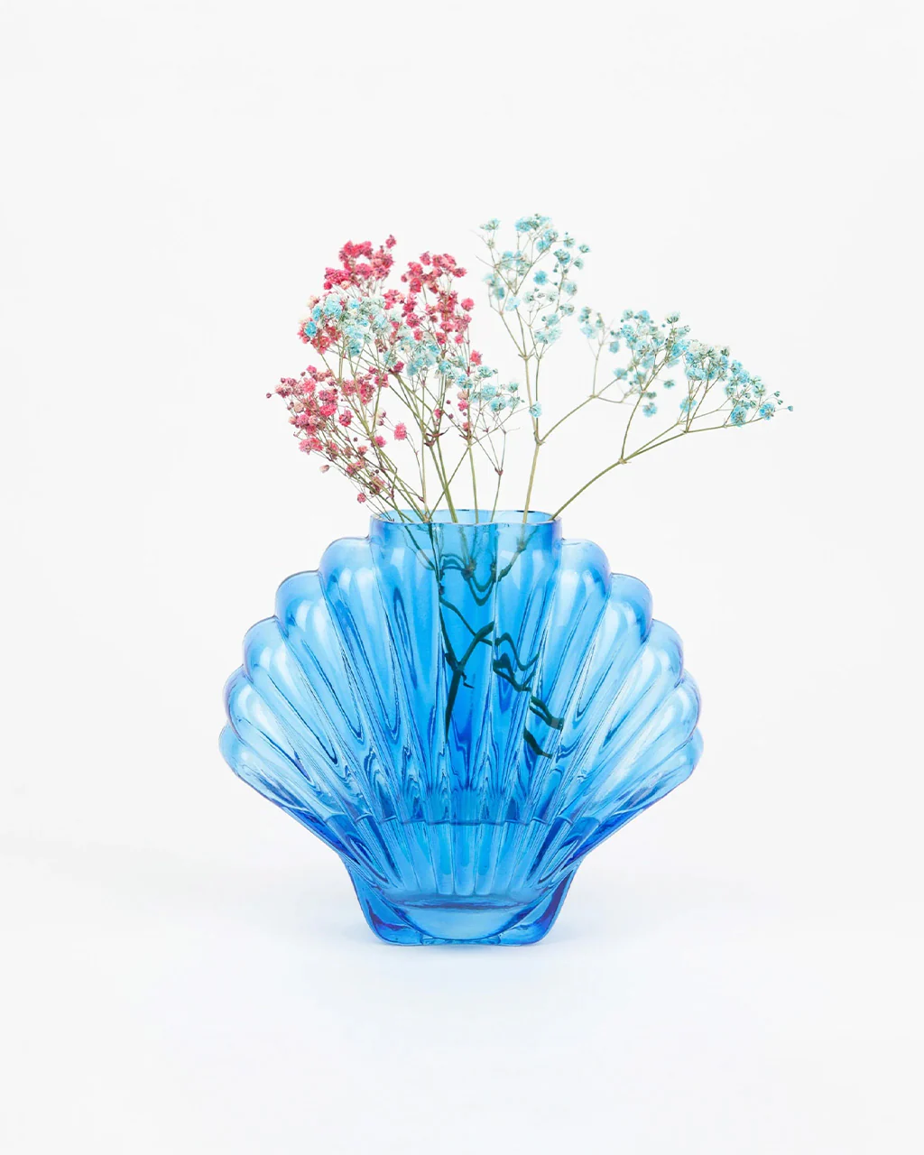 Cobalt Blue Glass Seashell Vase