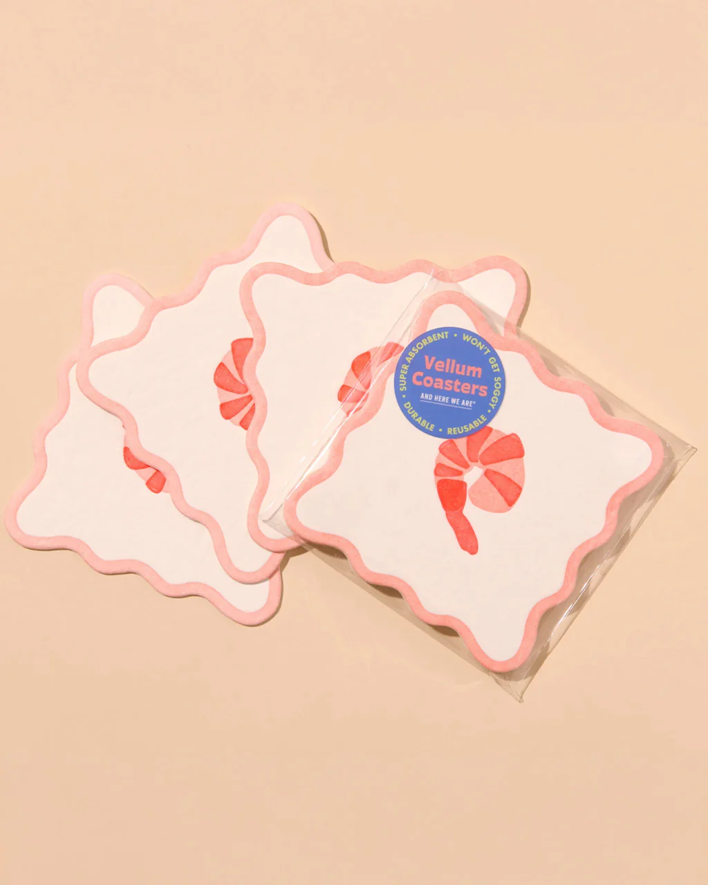 CruditÃ© Vellum Coasters Set of 4 - Shrimp