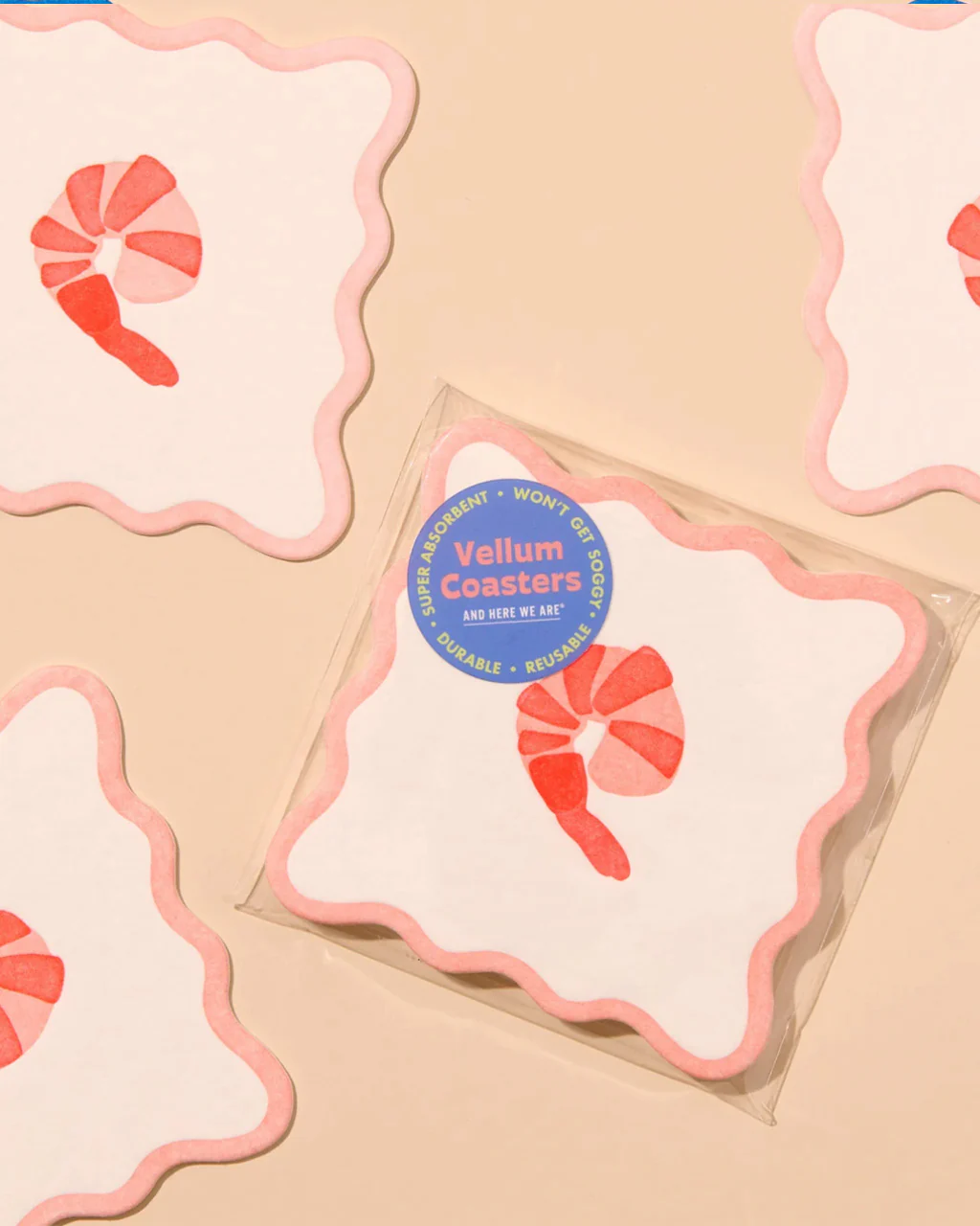 CruditÃ© Vellum Coasters Set of 4 - Shrimp