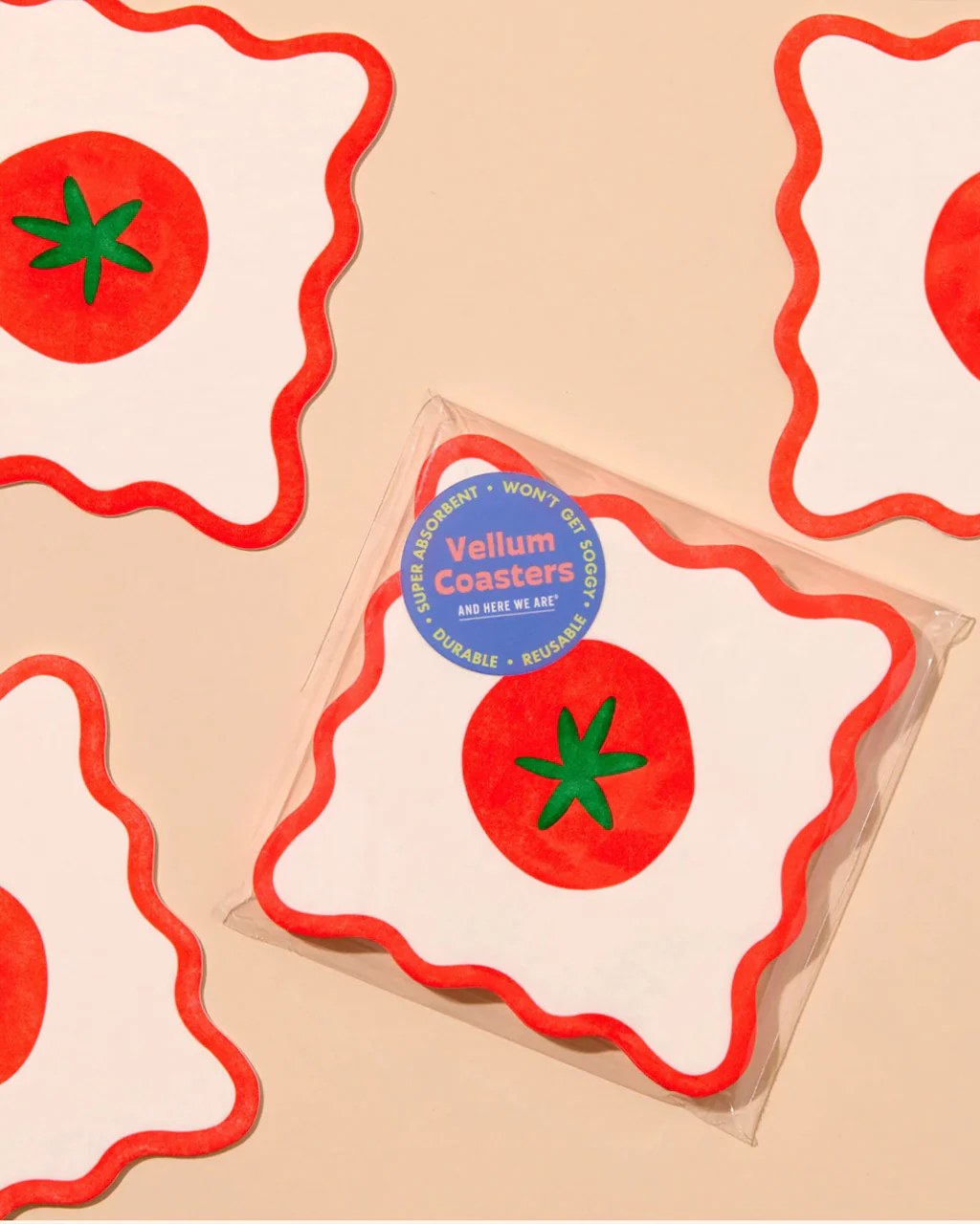 CruditÃ© Vellum Coasters Set of 4 - Tomato