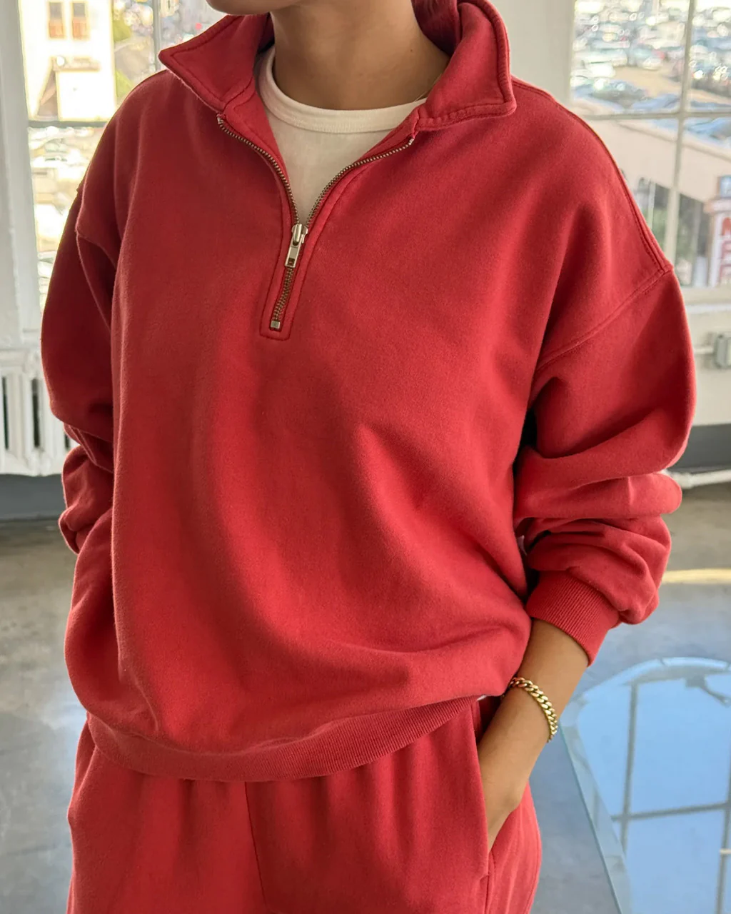 French Terry Noah Top - Coral Red