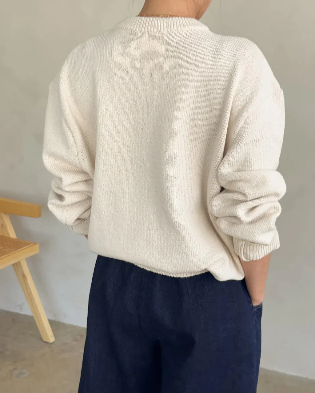 Gabby Cotton V-Neck Sweater - Naturel