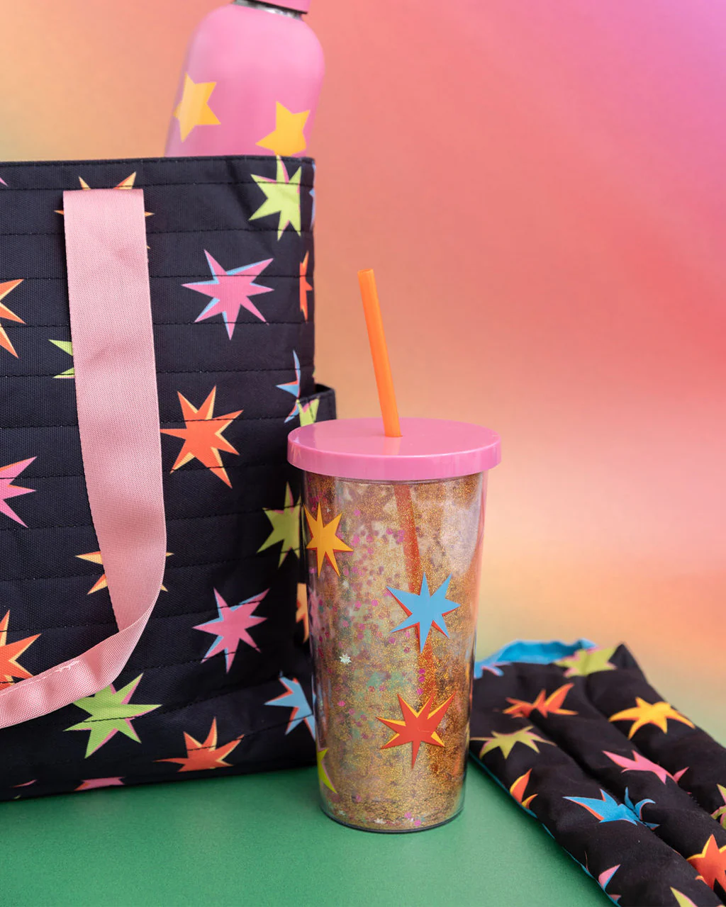 Glitter Bomb Sip Sip Tumbler with Straw - Starburst