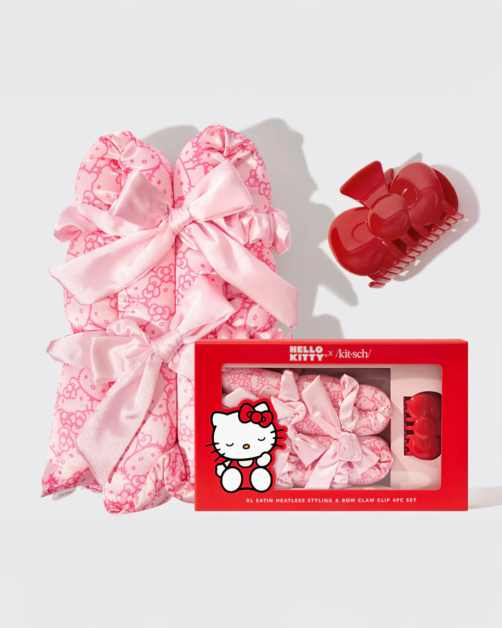 Hello Kitty x Kitsch XL Satin Heatless Styling + Bow Claw Clip