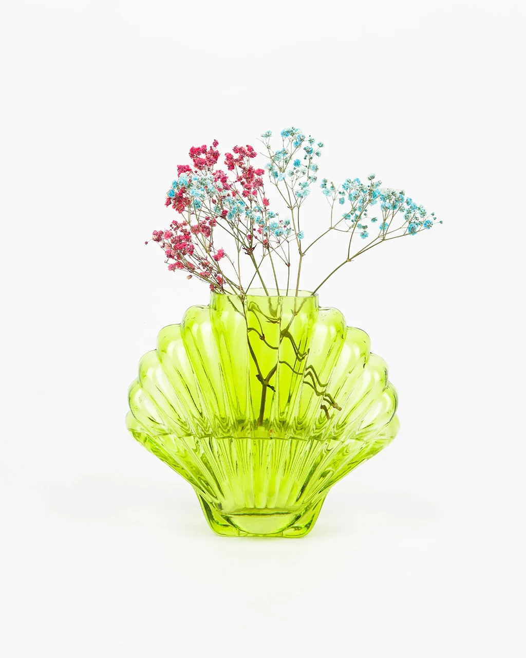 Lime Green Glass Seashell Vase