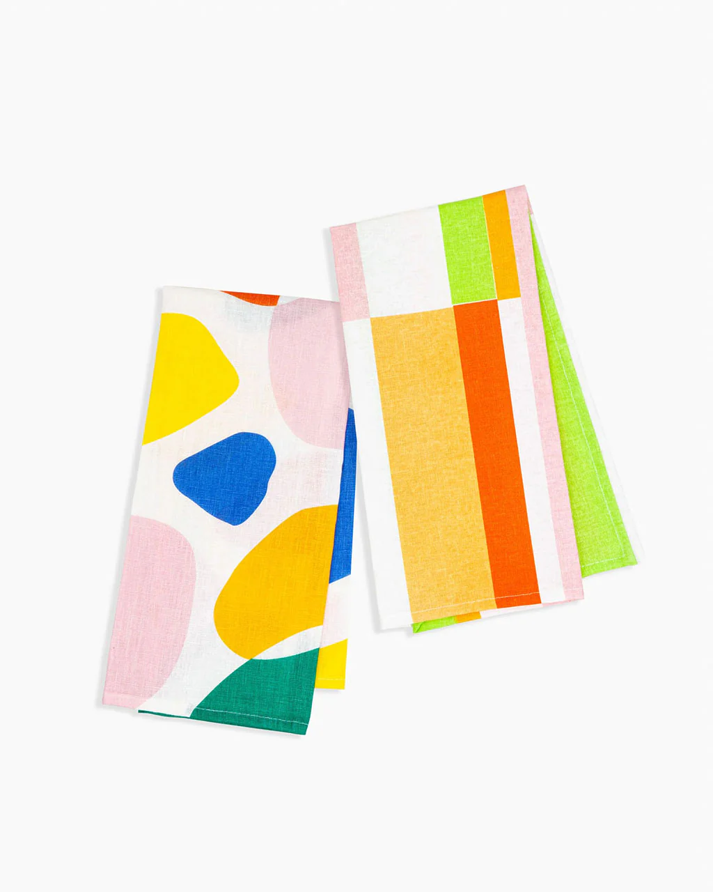 Linen Tea Towel Set - Stripes And Boulders