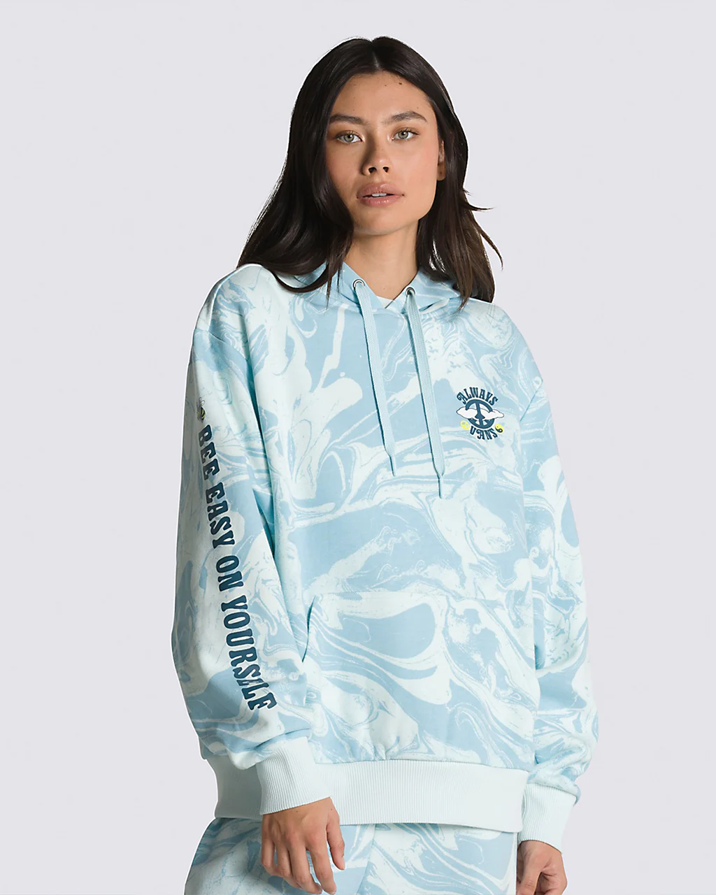 Marble Print Hoodie - Blue Glow