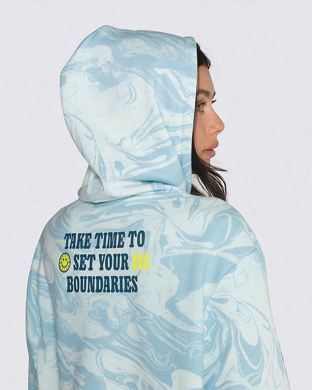 Marble Print Hoodie - Blue Glow