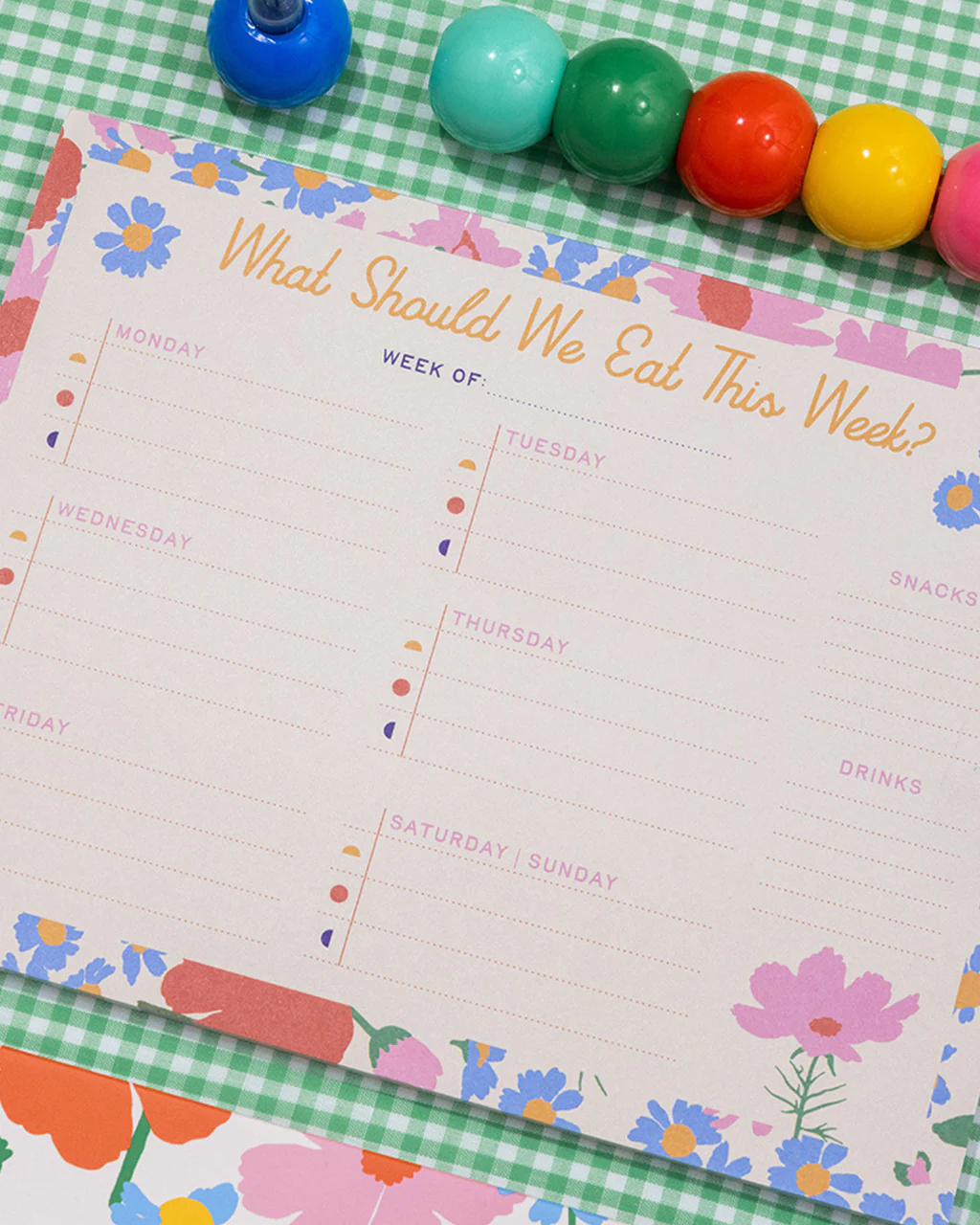 Meal Planner and Shopping List Set - Floral