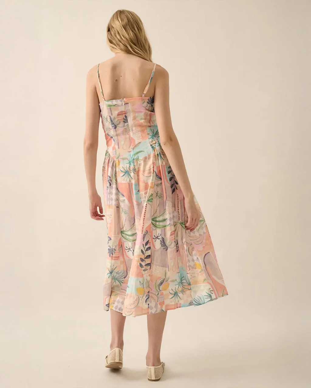 Meet Me in Miami Tropical Motif-Print Midi Dress