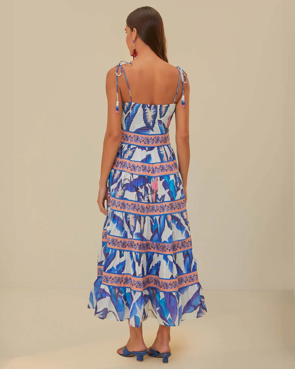 Off-White Blue Foliage Midi Dress