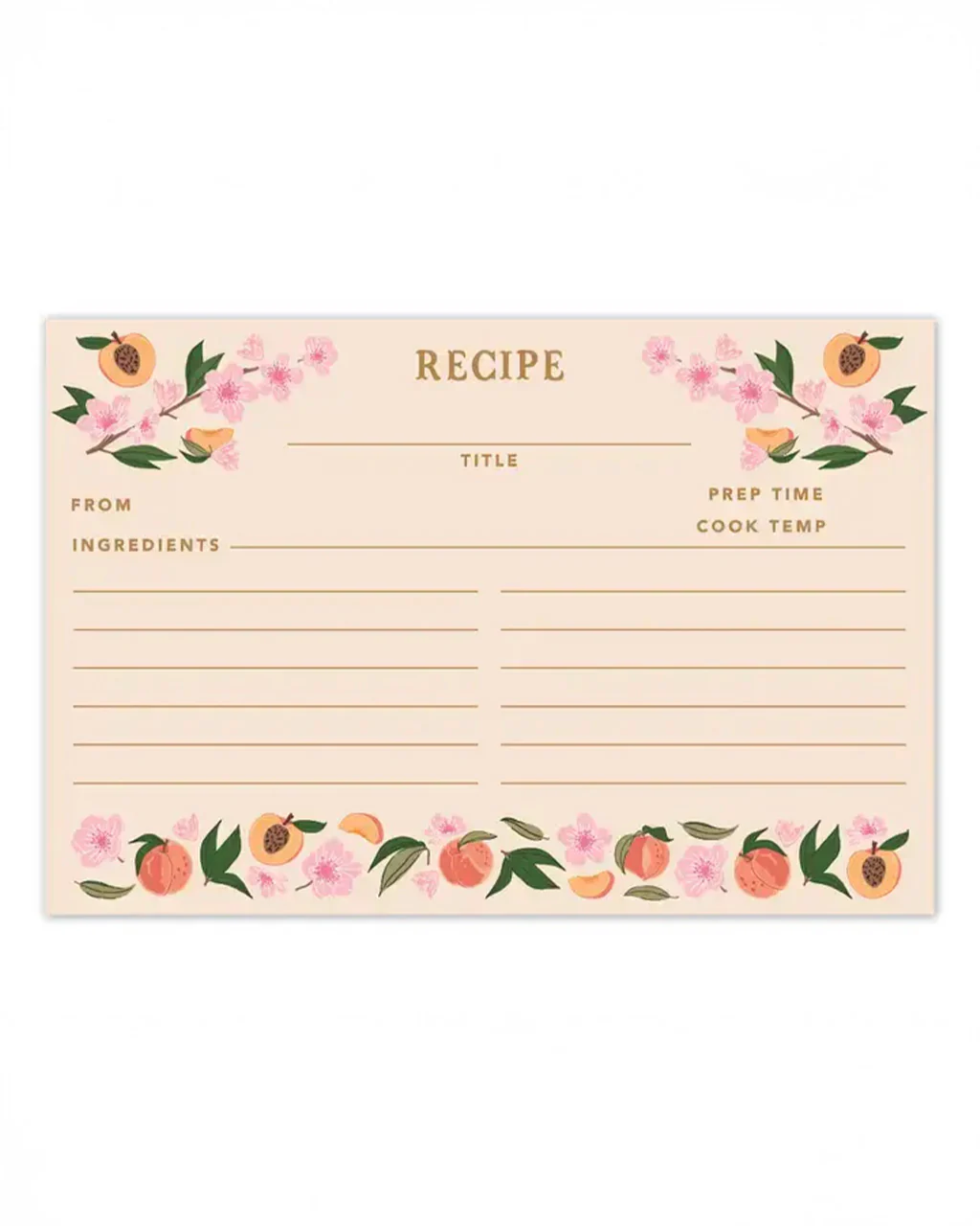 Peach Blossom Recipe Cards - Set of 50