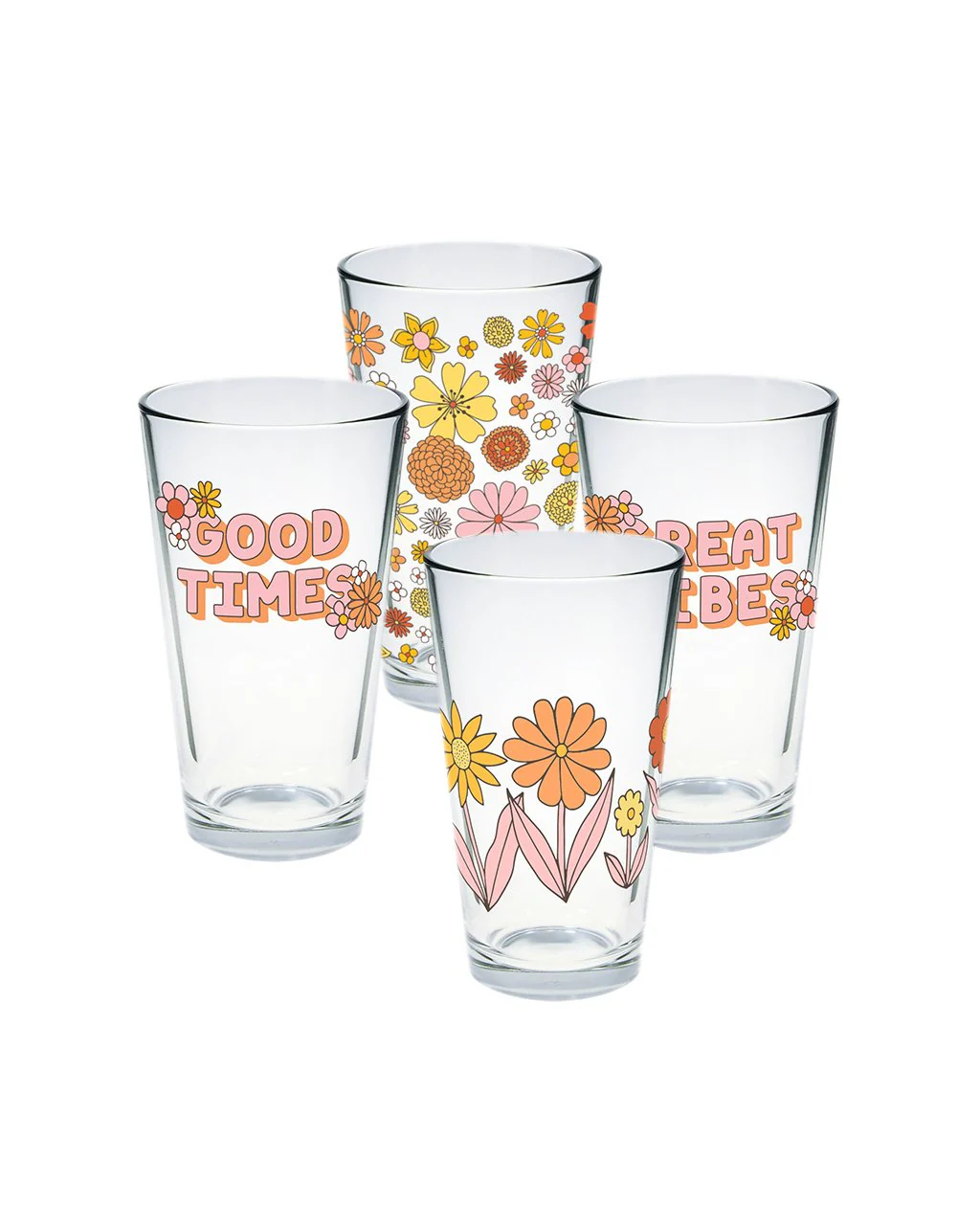 Pint Glass Set - Flower Power