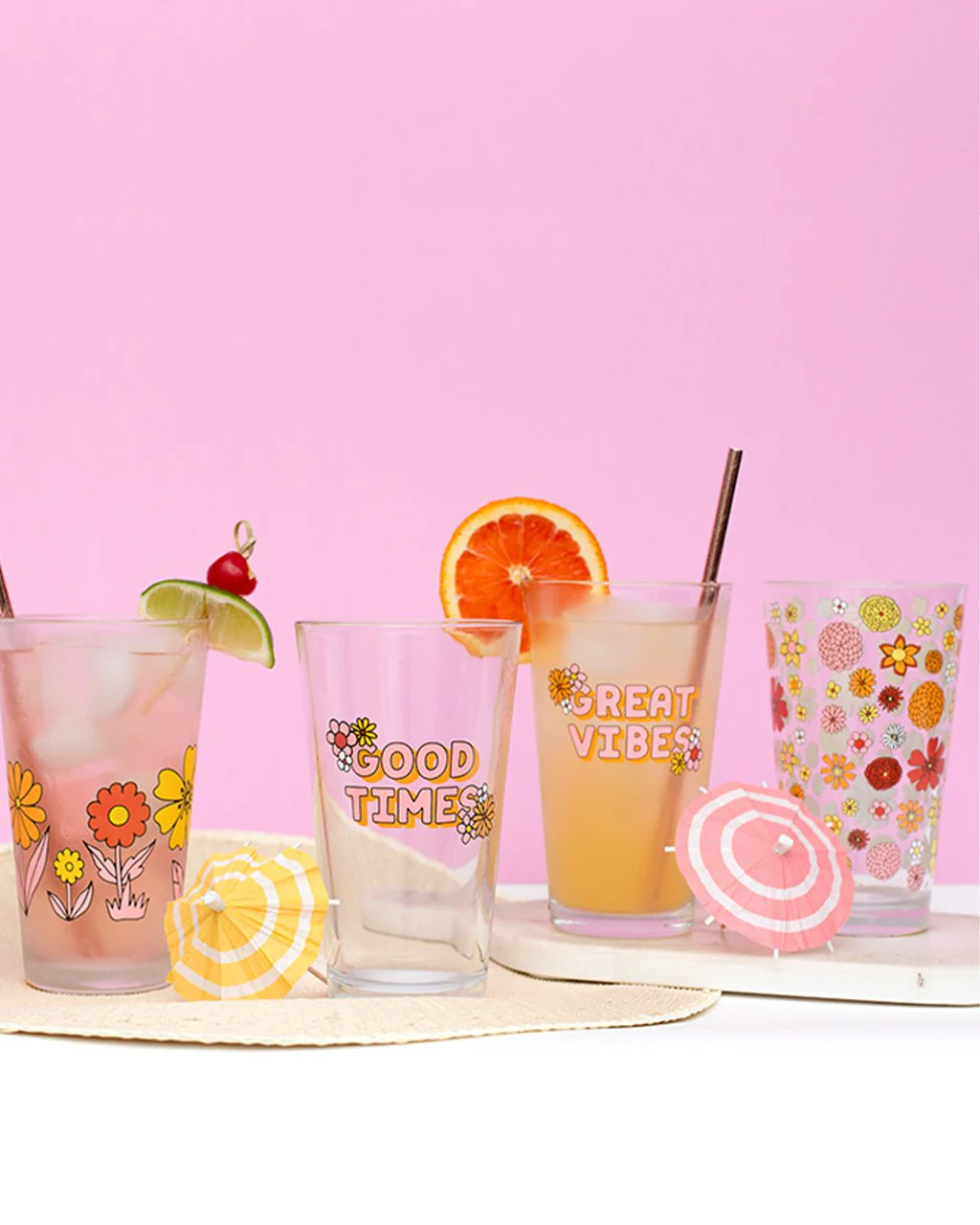 Pint Glass Set - Flower Power