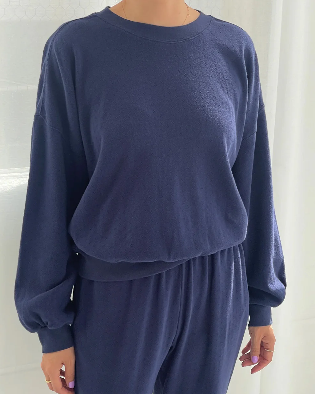 Pointelle Core Sweatshirt - Navy