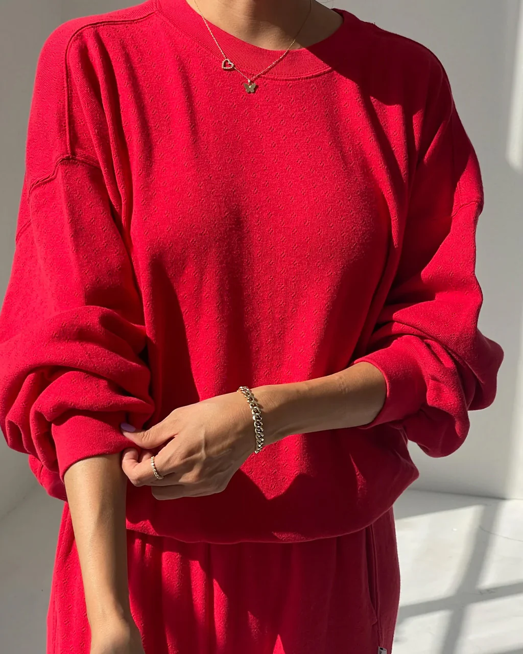 Pointelle Core Sweatshirt - Red Apple