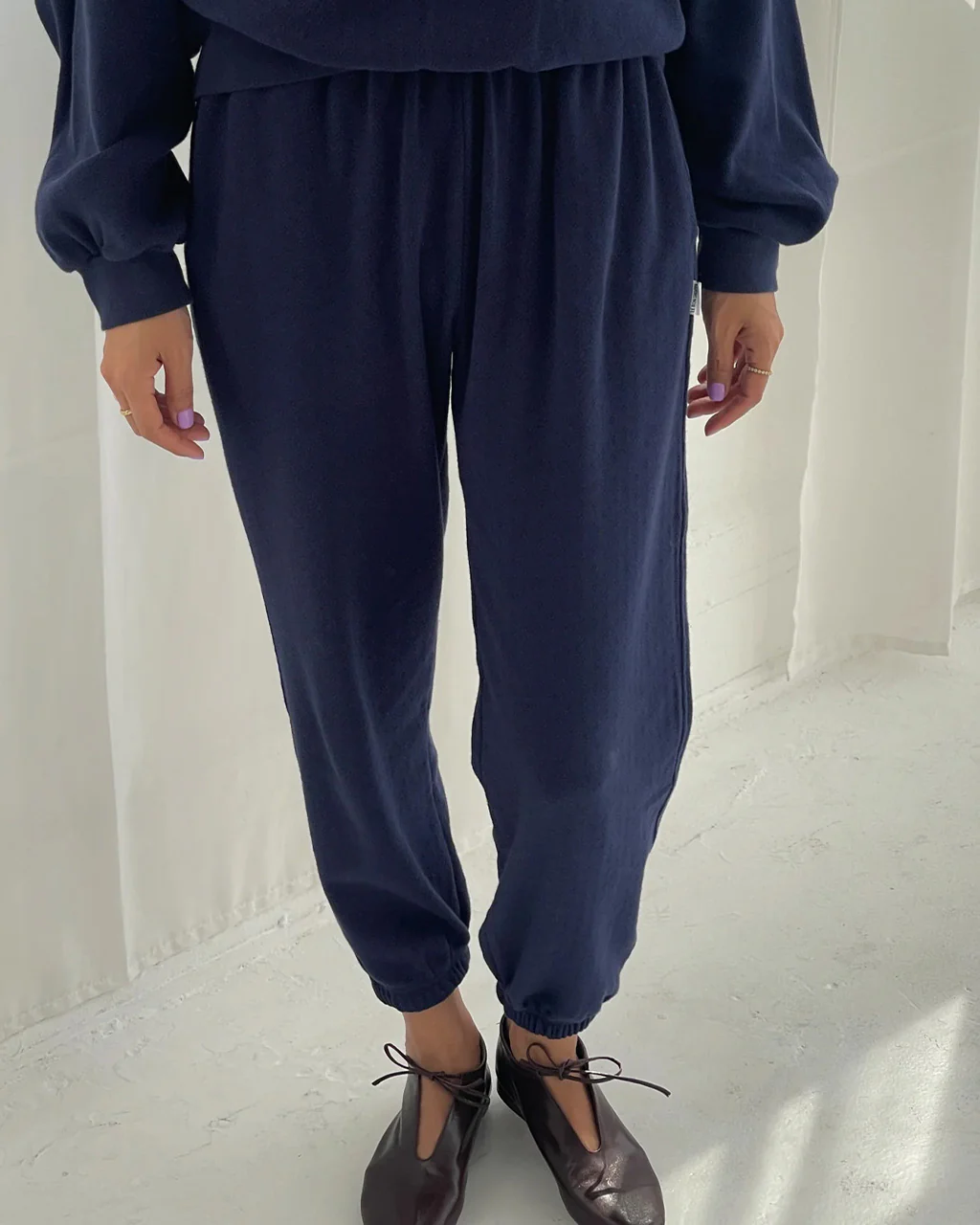 Pointelle Serene Jogger - Navy