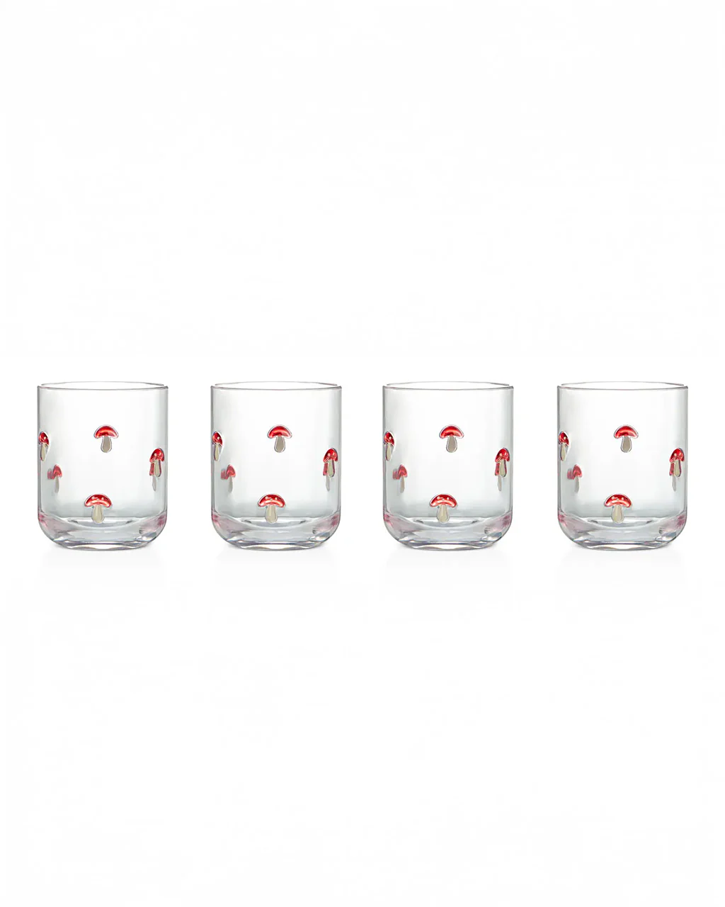 Red Mushroom Embossed Tumblers - Set of 4