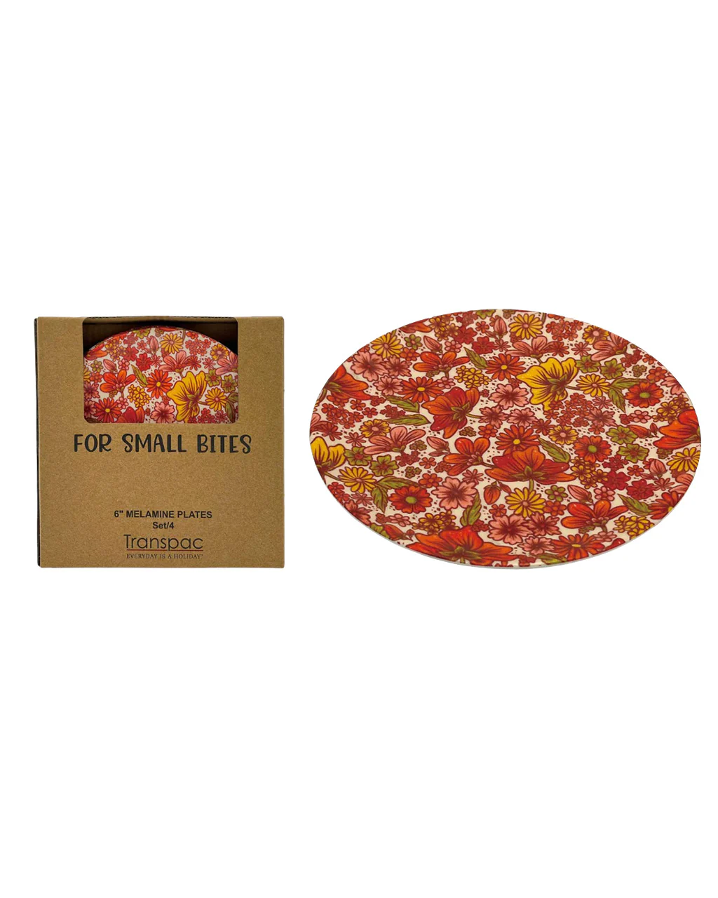 Retro Floral Appetizer Plates - Set Of 4