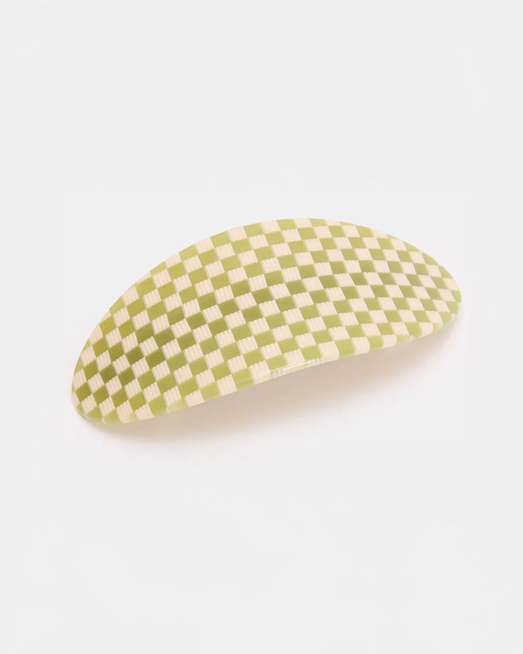 Oval Barrette - Olive Check