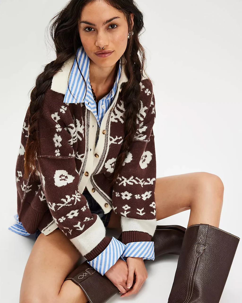 Shelby Cardigan - Chocolate Combo