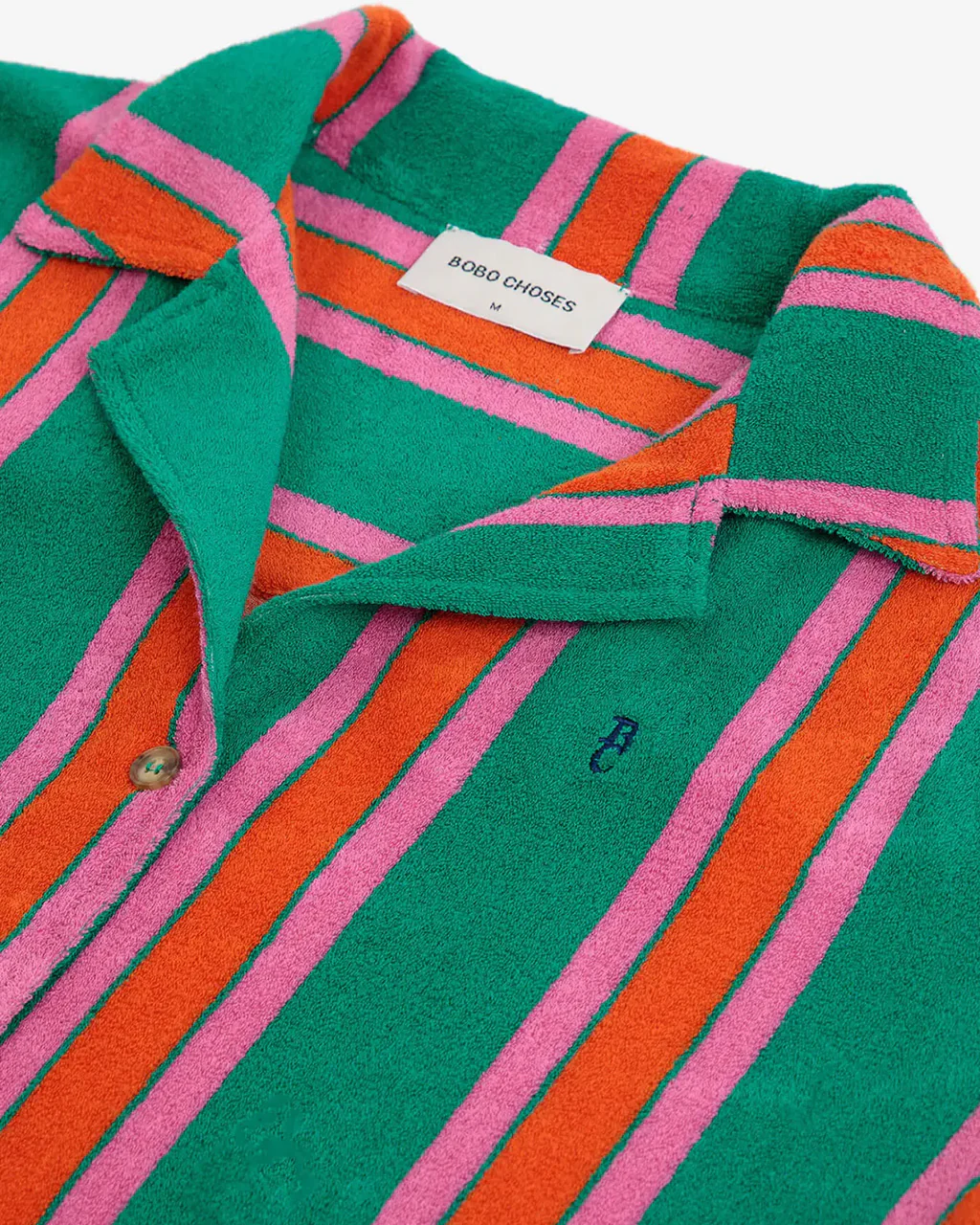 Short Sleeve Striped Terry Cloth Shirt