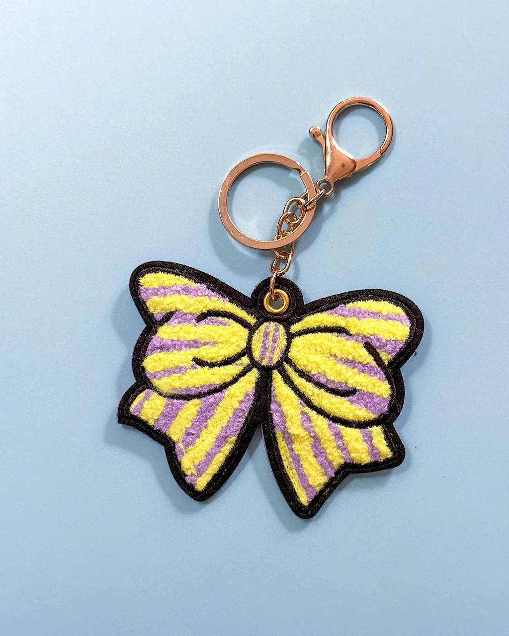 Purple + Yellow Striped Bow Bag Charm