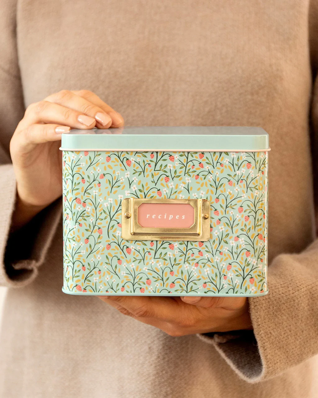Strawberry Meadow Tin Recipe Box